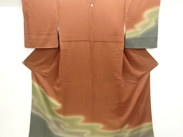 JAPANESE KIMONO / HOMONGI / SILK / CHIRIMEN / MIST / SINGLE CREST